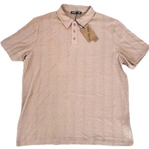 PJ Paul Jones Shirt Mens XL Collar Polo Short Sleeve Button Up Apricot NWT